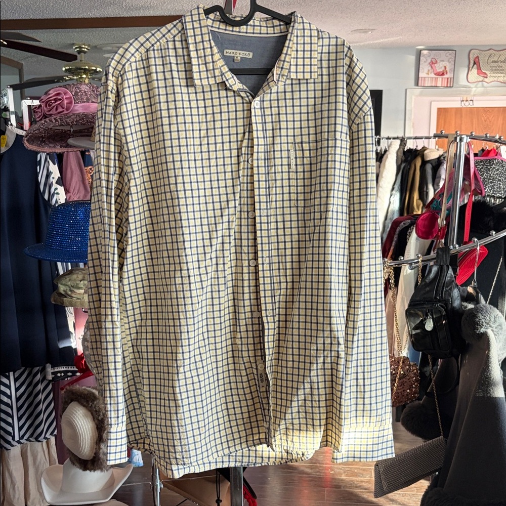 Marc Ecko Cream and Black Plaid Shirt